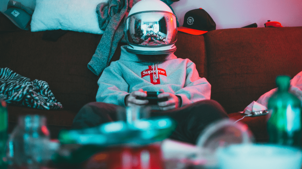 a person playing video games indoor