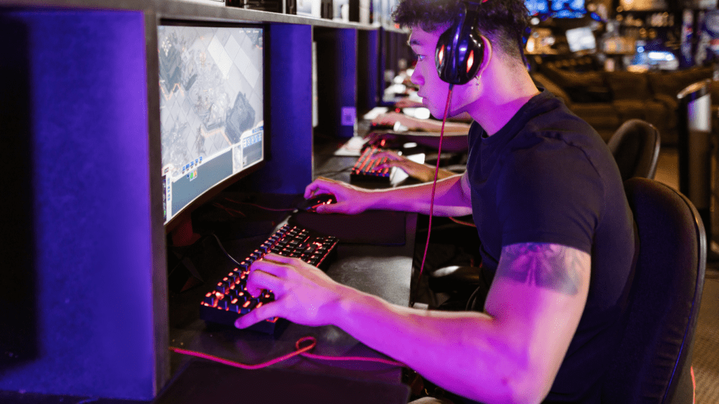 a person playing a pc games