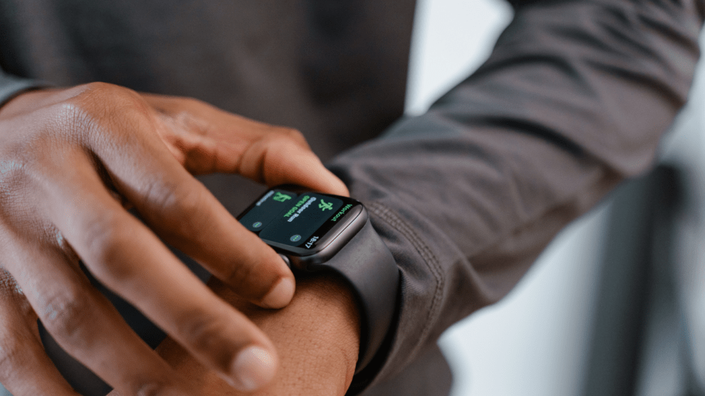 a person wearing smart watch